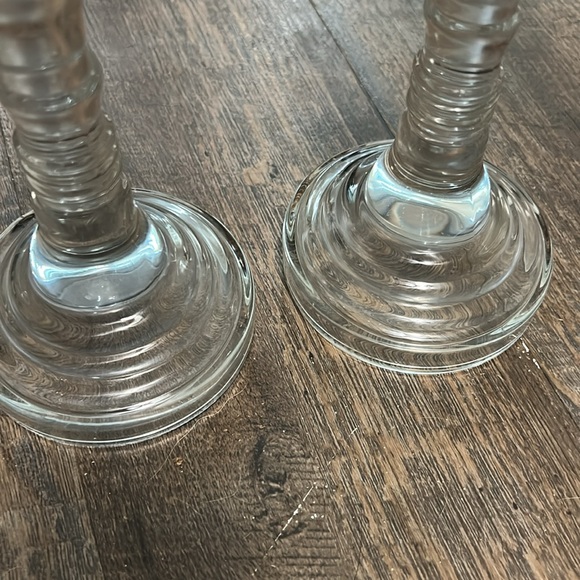 Vintage HOMCO USA Molded Clear Glass Candleholders - Set of 2 -Ribbed Pattern - Picture 5 of 9